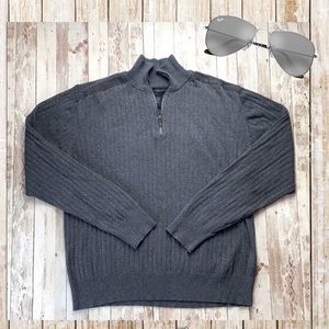 Calvin Klein Jeans Mens Logo Embroidered Pullover Zippered Gray Sweater Size XL